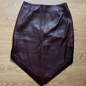 Cache Asymmetrical Burgundy Leather Skirt. Sz 4. Soft Buttery Leather